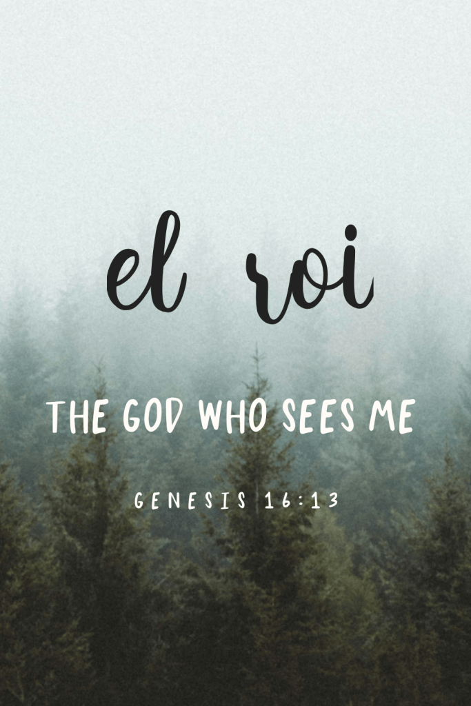 Minimalist misty forest Christian wall art printable featuring “El Roi – The God Who Sees Me” Bible verse from Genesis 16:13 in elegant hand-lettered typography – soothing faith-based digital download perfect for overcoming anxiety and finding peace in God’s presence (as featured in Bible study guide on worry and anxiety).